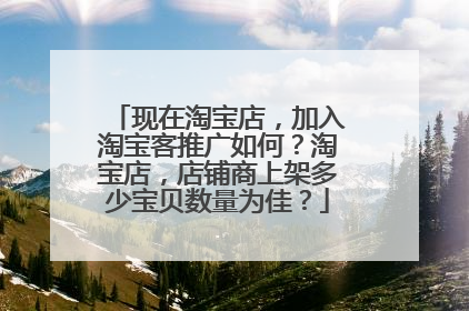 现在淘宝店，加入淘宝客推广如何？淘宝店，店铺商上架多少宝贝数量为佳？