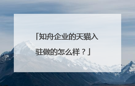 知舟企业的天猫入驻做的怎么样?