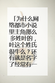 为什么网络都市小说里主角那么多姓叶的,叶这个姓氏很牛么?还有就是名字了经常有一个辰或者晨,为什么?