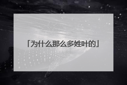 为什么那么多姓叶的