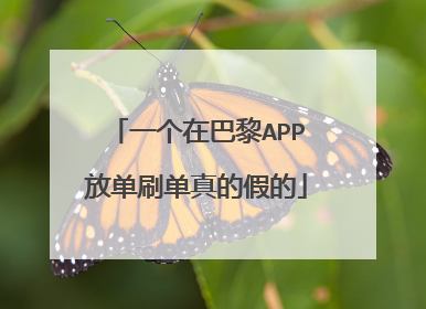 一个在巴黎APP放单刷单真的假的