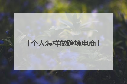 个人怎样做跨境电商