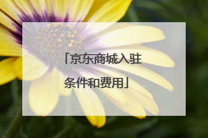 京东商城入驻条件和费用