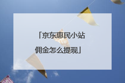 京东惠民小站佣金怎么提现