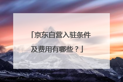 京东自营入驻条件及费用有哪些？