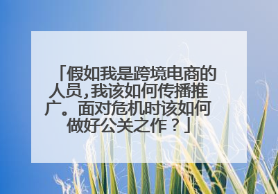 假如我是跨境电商的人员,我该如何传播推广。面对危机时该如何做好公关之作？