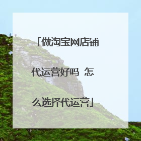 做淘宝网店铺代运营好吗 怎么选择代运营