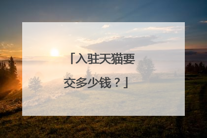 入驻天猫要交多少钱?