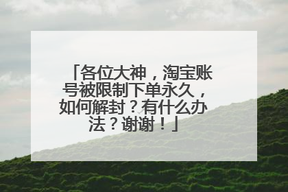 各位大神,淘宝账号被限制下单永久,如何解封?有什么办法?谢谢!