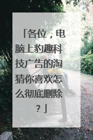 各位，电脑上豹趣科技广告的淘猜你喜欢怎么彻底删除？