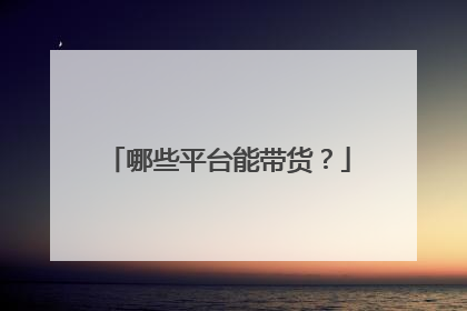 哪些平台能带货?