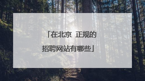 在北京 正规的招聘网站有哪些