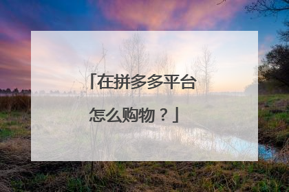 在拼多多平台怎么购物?