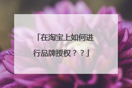 在淘宝上如何进行品牌授权??