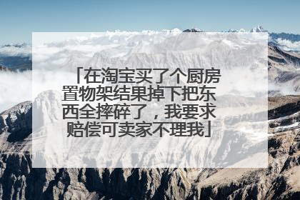 在淘宝买了个厨房置物架结果掉下把东西全摔碎了,我要求赔偿可卖家不理我