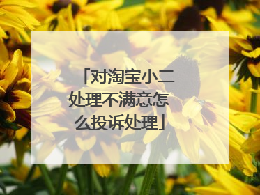 对淘宝小二处理不满意怎么投诉处理