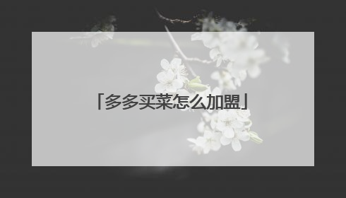 多多买菜怎么加盟