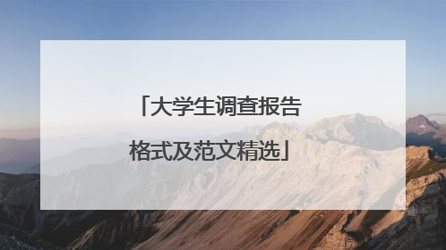 大学生调查报告格式及范文精选