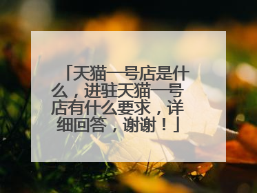 天猫一号店是什么,进驻天猫一号店有什么要求,详细回答,谢谢!