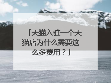 天猫入驻一个天猫店为什么需要这么多费用？