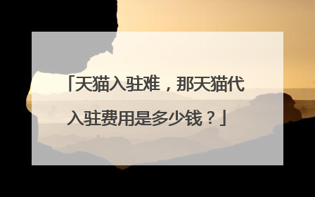 天猫入驻难，那天猫代入驻费用是多少钱？