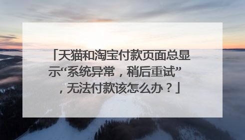 天猫和淘宝付款页面总显示“系统异常,稍后重试”,无法付款该怎么办?