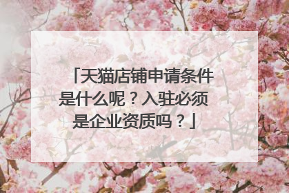 天猫店铺申请条件是什么呢？入驻必须是企业资质吗？