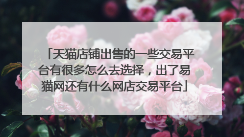 天猫店铺出售的一些交易平台有很多怎么去选择,出了易猫网还有什么网店交易平台