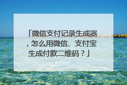 微信支付记录生成器，怎么用微信、支付宝生成付款二维码？