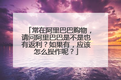 常在阿里巴巴购物,请问阿里巴巴是不是也有返利?如果有,应该怎么操作呢?