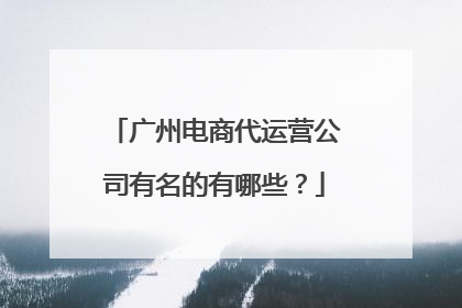 广州电商代运营公司有名的有哪些?