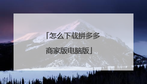 怎么下载拼多多商家版电脑版