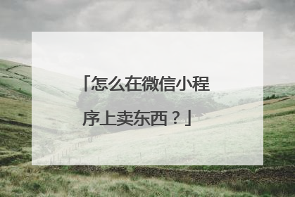 怎么在微信小程序上卖东西？