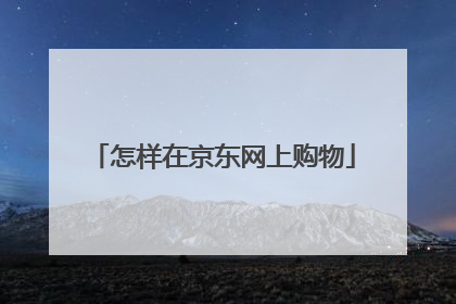 怎样在京东网上购物