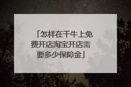怎样在千牛上免费开店淘宝开店需要多少保障金