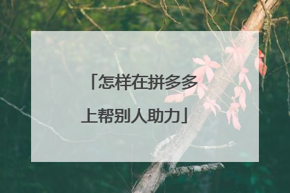 怎样在拼多多上帮别人助力