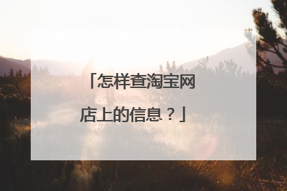 怎样查淘宝网店上的信息?