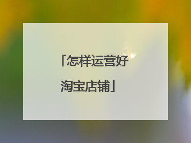 怎样运营好淘宝店铺