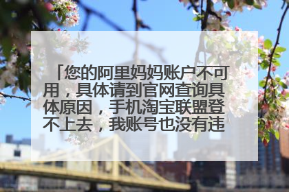 您的阿里妈妈账户不可用,具体请到官网查询具体原因,手机淘宝联盟登不上去,我账号也没有违规怎么回事啊