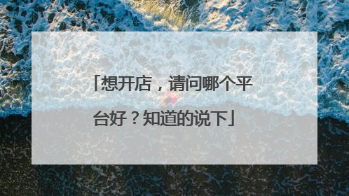 想开店,请问哪个平台好?知道的说下