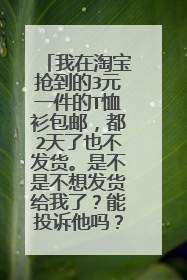 我在淘宝抢到的3元一件的T恤衫包邮,都2天了也不发货。是不是不想发货给我了?能投诉他吗?怎么投诉?