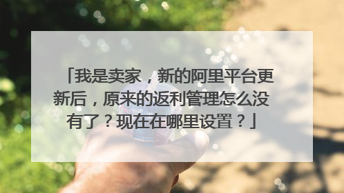 我是卖家,新的阿里平台更新后,原来的返利管理怎么没有了?现在在哪里设置?