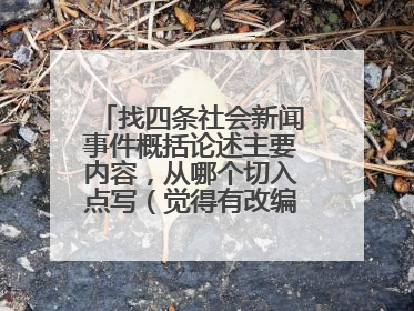 找四条社会新闻事件概括论述主要内容,从哪个切入点写(觉得有改编价值的)