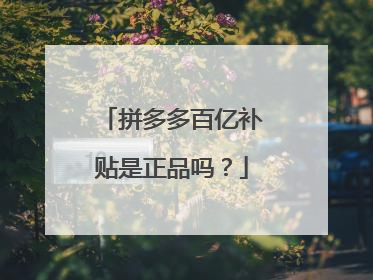 拼多多百亿补贴是正品吗?