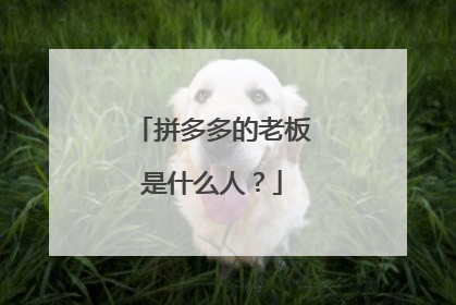 拼多多的老板是什么人？