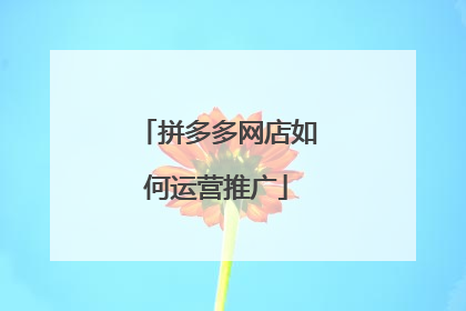 拼多多网店如何运营推广