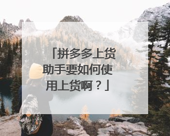 拼多多上货助手要如何使用上货啊?