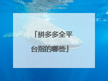 拼多多全平台指的哪些