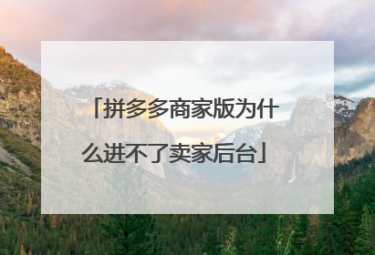 拼多多商家版为什么进不了卖家后台