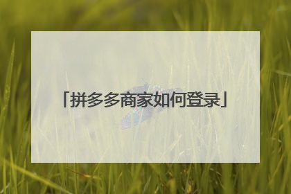 拼多多商家如何登录